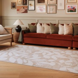 Eco-Washable Natural Eden Leaves Rug - 160 x 230cm