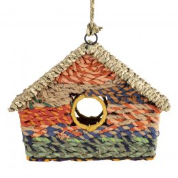 Munja & Reclaimed Sari Fabric Bird House Nester - Wide