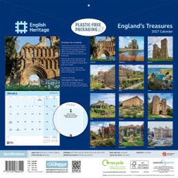 English Heritage England Treasures 2027 Wall Calendar