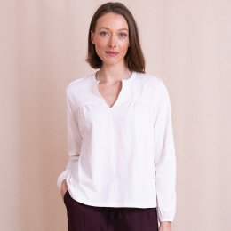 Nomads Organic Cotton Gathered Top - Ivory