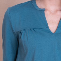 Nomads Organic Cotton Gathered Top - Duck Egg