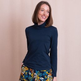 Nomads Organic Cotton Roll Neck Top - Navy