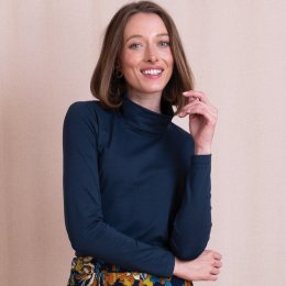 Nomads Organic Cotton Roll Neck Top - Navy