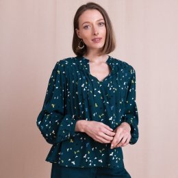 Nomads EcoVero Pintuck Blouse - Teal