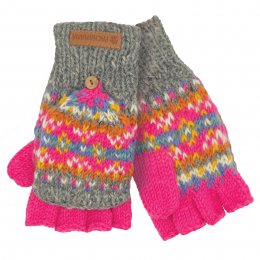 Iona Fingerless Mittens - Pink