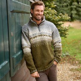 Mens Loch Ness Half Zip - Moss