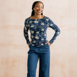 Lily & Me Monica Top - Botanical Study - Navy