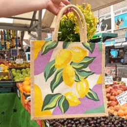 Reusable Jute Shopping Bag - Lemons
