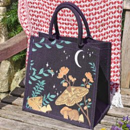 Reusable Jute Shopping Bag - Night Time Moths