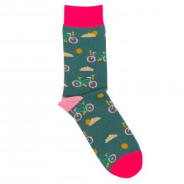 Doris & Dude Green Bike Bamboo Socks - UK 3-7