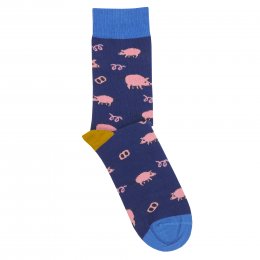 Doris & Dude Navy Pig Bamboo Socks - UK 7-11
