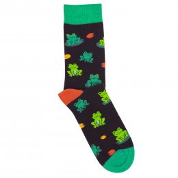 Doris & Dude Black Frogs Bamboo Socks - UK 7-11