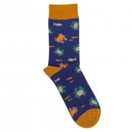 Doris & Dude Navy Crabs Bamboo Socks - UK 7-11