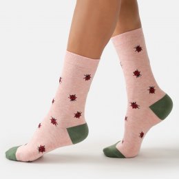 Thought Lucky Ladybirds Bamboo Crew Socks - Light Pink - UK 4-7