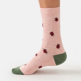 Thought Lucky Ladybirds Bamboo Crew Socks - Light Pink - UK 4-7