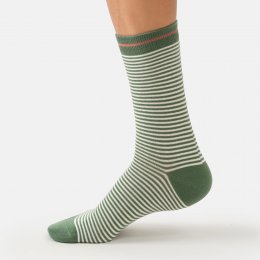 Thought Stripe Bloom & Ride Bamboo Crew Socks - Fern Green - UK 4-7