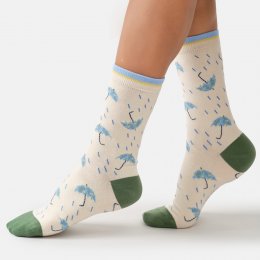 Thought Rainy Days Organic Cotton Crew Socks - White - UK 4-7