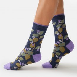 Thought Blackberry Bramble Organic Cotton Crew Socks - Indigo - UK 4-7