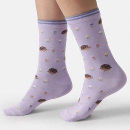 Thought Hedgehog Meadow Bamboo Crew Socks - Lavender - UK 4-7