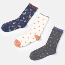 Thought Wild Animals Gathering Bamboo Socks Gift Box - UK 4-7 - 3 Pairs