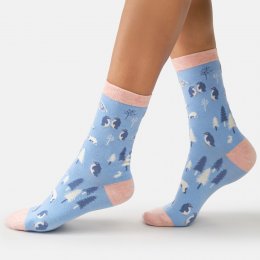 Thought Arctic Friends Bamboo Crew Socks - Periwinkle - UK 4-7