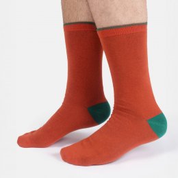 Thought Modal Tipped Crew Socks - Brick Red - UK 7-11