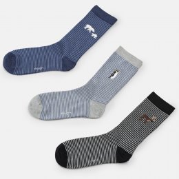 Thought Striped Winter Animals Bamboo Socks Gift Box - UK 7-11 - 3 Pairs