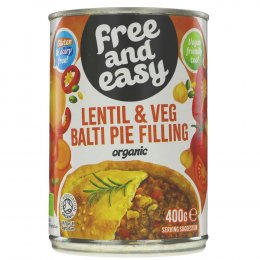 Free & Easy Organic Lentil & Veg Balti Pie Filling - 400g