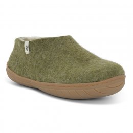 Egos Handmade Natural Wool Full Slipper Shoe - Moss Green