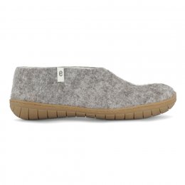 Egos Handmade Natural Wool Full Slipper Shoe - Natural Grey