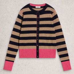 White Stuff Lois Stripe Organic Cardi - Navy