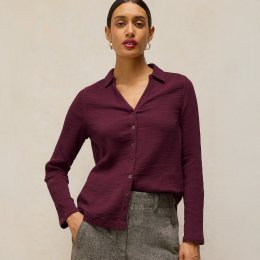 White Stuff Annie Organic Double Cloth Shirt - Dark Plum