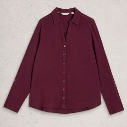 White Stuff Annie Organic Double Cloth Shirt - Dark Plum