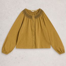 White Stuff Suzie Shirred Top - Chartreuse