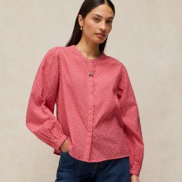 White Stuff Lana Organic Jacquard Top - Mid Pink
