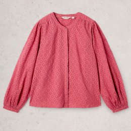 White Stuff Lana Organic Jacquard Top - Mid Pink