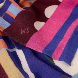White Stuff Mia Midweight Printed Organic Scarf - Blue