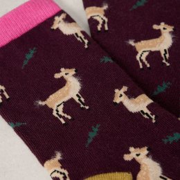 White Stuff Organic Oh Deer Ankle Socks - Dark Plum