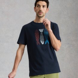 White Stuff Abersoch Tile Fish Graphic Tee - Navy
