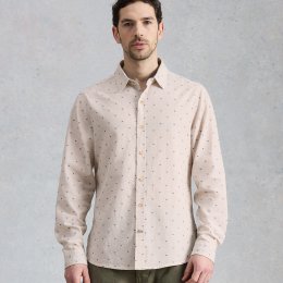 White Stuff Douglas Long Sleeve Dobby Organic Shirt - Natural