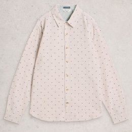 White Stuff Douglas Long Sleeve Dobby Organic Shirt - Natural