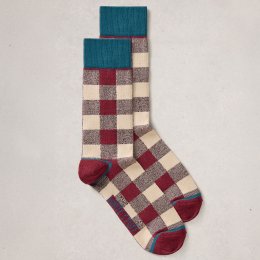 White Stuff Organic Gingham Texture Ankle Socks - Plum