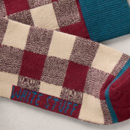 White Stuff Organic Gingham Texture Ankle Socks - Plum