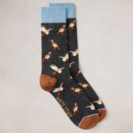 White Stuff Organic All Over Pheasant Ankle Socks - Dark Grey