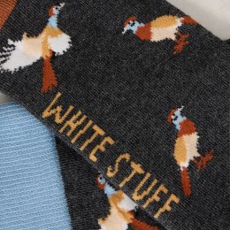 White Stuff Organic All Over Pheasant Ankle Socks - Dark Grey