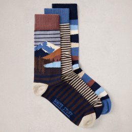 White Stuff Organic Forest Explorer Ankle Socks - Grey Marl - 3 Pairs