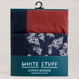 White Stuff Hove Organic Boxers - Navy - 2 Pairs