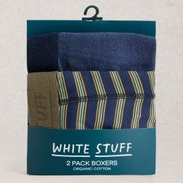 White Stuff Hove Organic Boxers - Green - 2 Pairs
