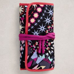 White Stuff Organic Printed Jewellery Roll - Black
