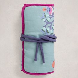 White Stuff Organic Printed Jewellery Roll - Blue